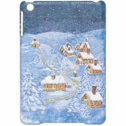 Оригинальный эксклюзивный чехол для iPad mini decoupage, рисунок "Зимняя деревня"